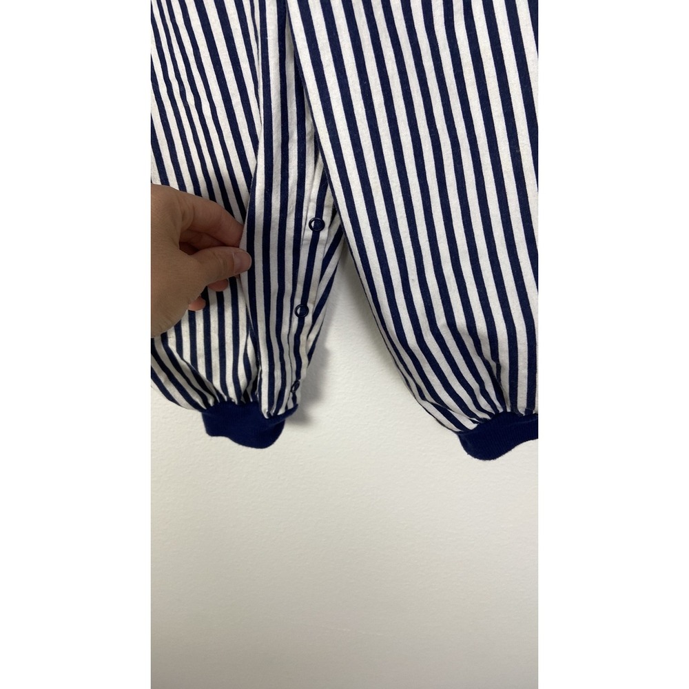 Vintage Heartstrings Baby 24 Months Striped Overalls American Flag Patch Striped - Picture 3 of 8